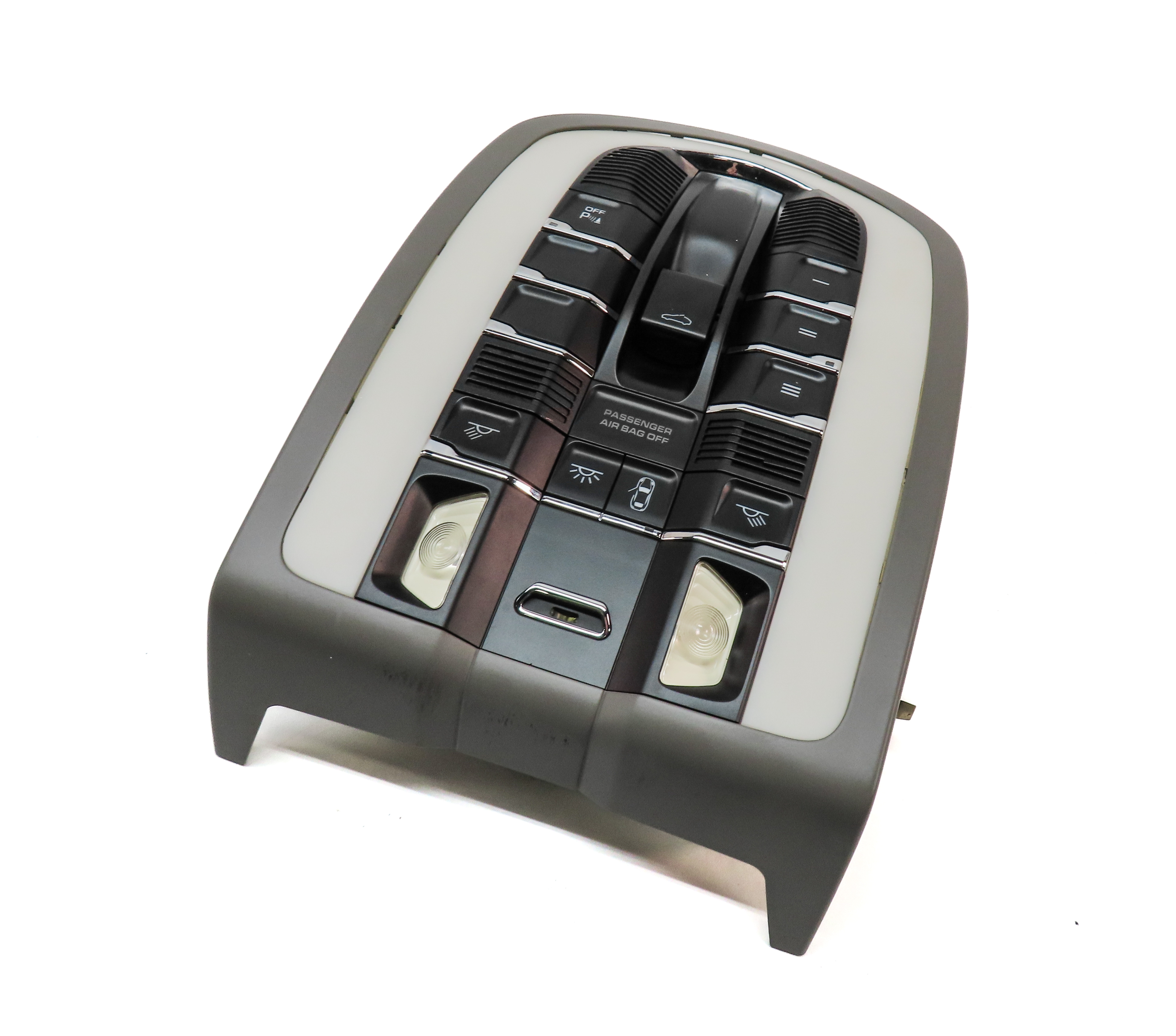2011 PORSCHE PANAMERA (970 G1) FRONT OVERHEAD DOME LIGHT LAMP w/ SWITCHES (Gray) — exact item pictured